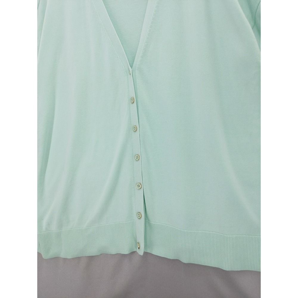 Talbots Cardigan Sweater Women 3X Mint Green V-Neck Button Front - Picture 3 of 9